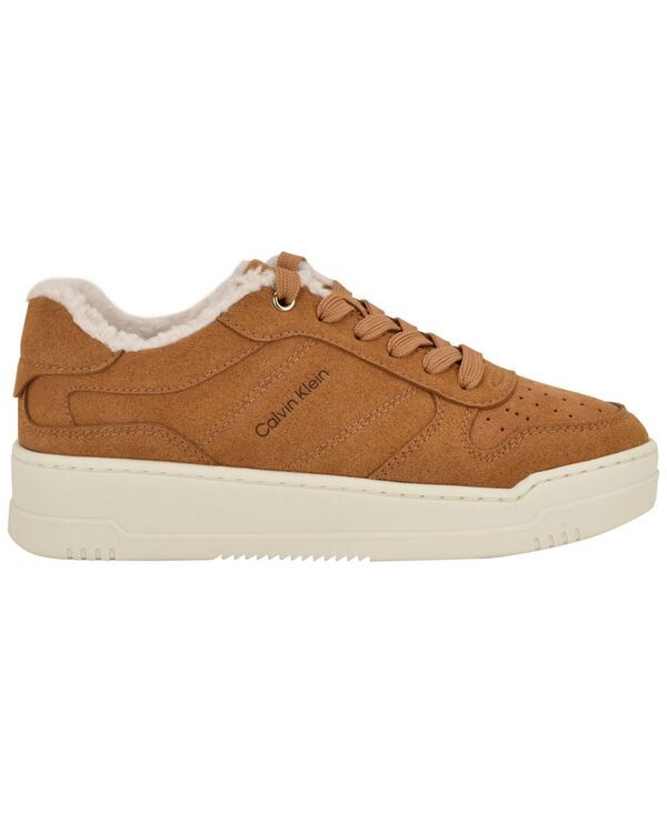 カルバンクライン レディース シューズ スニーカー スエード レース Calvin Klein Womens Pozay Cozy Suede LaceUp Sneakers Cognac Suede