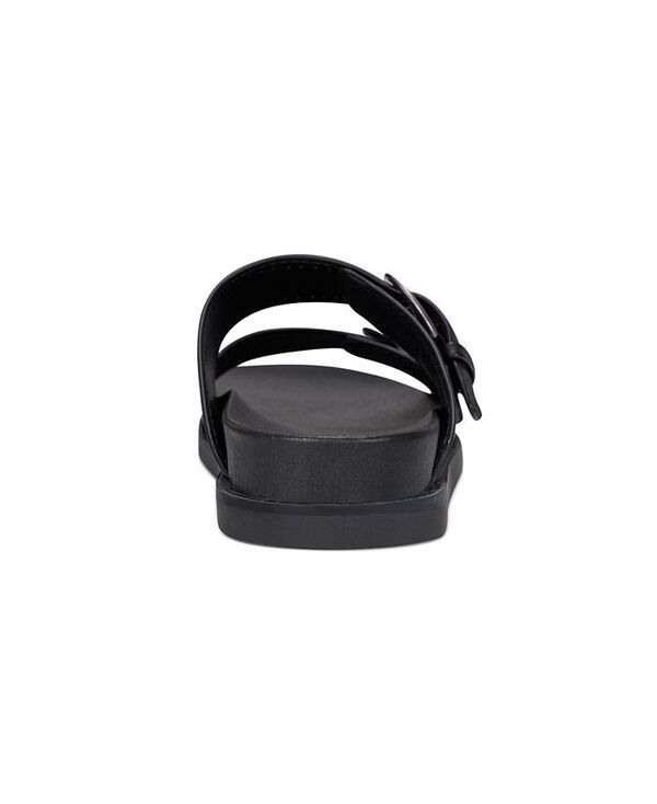 アース レディース シューズ サンダル Earth Womens Francii Double Band Flat SlipOn Sandals Black Leather ブラック