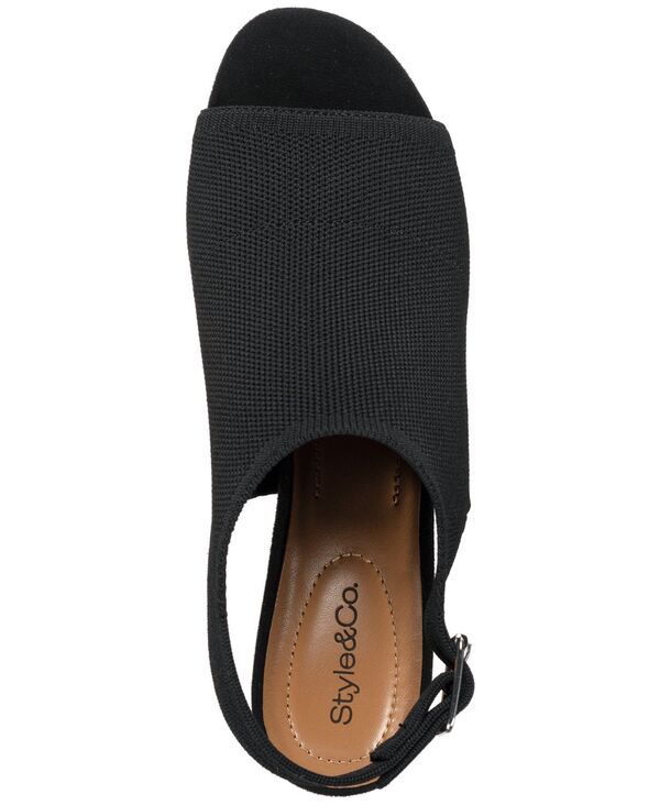 スタイルアンドコー レディース シューズ サンダル ニット ヒール Style Co Womens Peyyton Slingbacknit Dress Block Heel Shooties Bla