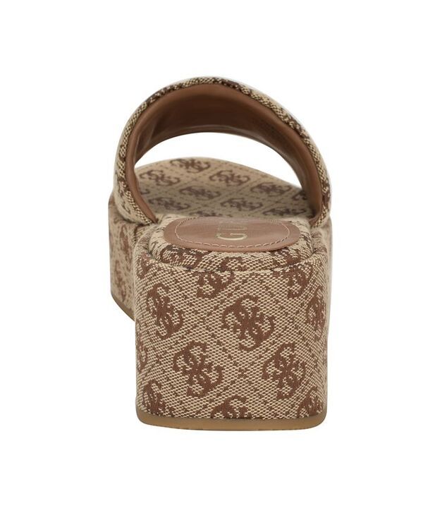 ゲス レディース シューズ サンダル プラットフォーム GUESS Womens Bintai Single Band High Platform Wedge Sandals Brown Logo ブ