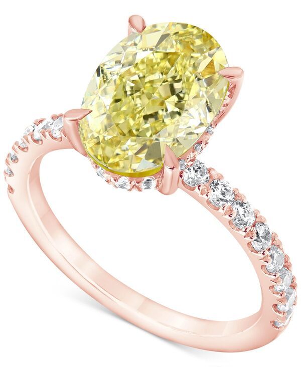 バッジェリーミシュカ レディース アクセサリー リング Badgley Mischka IGI Certified Lab Grown Yellow Diamond OvalShaped Engage