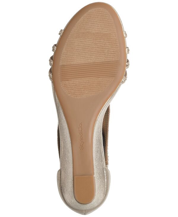 スタイルアンドコー レディース シューズ サンダル Style Co Womens Ginifur Embellished Strappy Wedge Sandals Platino スタイルアンドコー レディース シューズ サンダル Style Co Womens Ginifur Embellished Strappy Wedge Sandals Platino