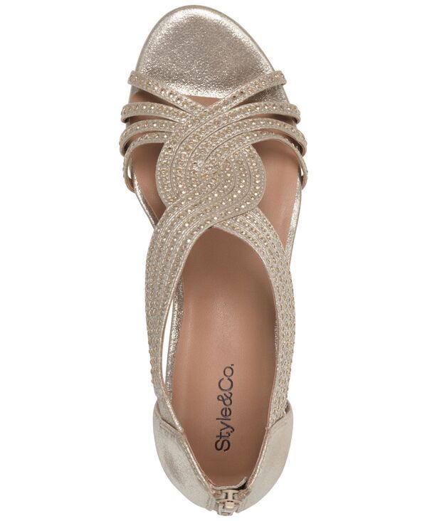 スタイルアンドコー レディース シューズ サンダル Style Co Womens Ginifur Embellished Strappy Wedge Sandals Platino スタイルアンドコー レディース シューズ サンダル Style Co Womens Ginifur Embellished Strappy Wedge Sandals Platino
