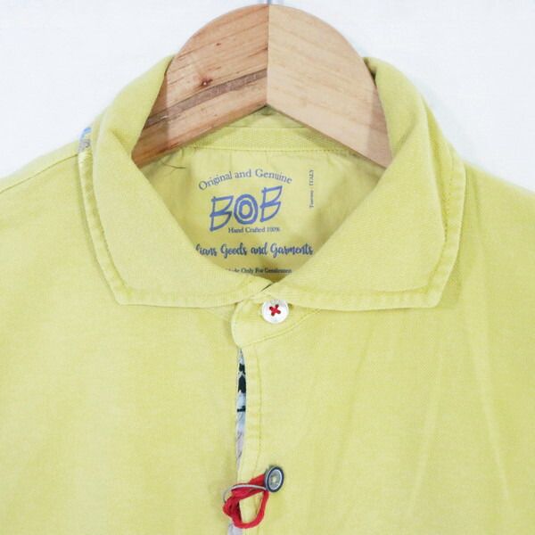 60%OFF 新品 ボブ BOB ポロシャツ 2L HCS732 3Lサイズ イエロー メンズ カットソー コットン×ポリウレタン ストレッチ 前開き 内ポケット 半袖 春夏 074733015