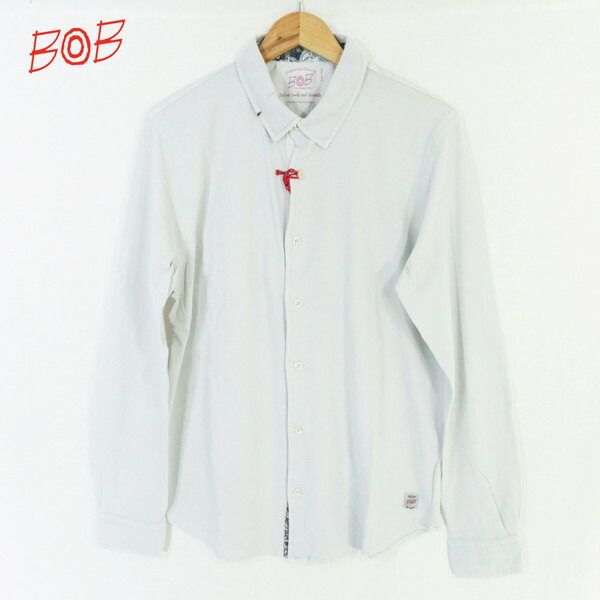 60%OFF 新品 ボブ BOB ポロシャツ 2L HCS733 3Lサイズ ライトグレー メンズ カットソー コットン×ポリウレタン ストレッチ 前開き 刺繍 長袖 春秋 074733018