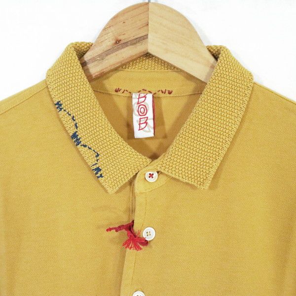 60%OFF 新品 ボブ BOB ポロシャツ XL HCS734 LLサイズ 山吹色 メンズ カットソー コットン100% 綿 ニット襟 半袖 イタリア製 春夏 074733006