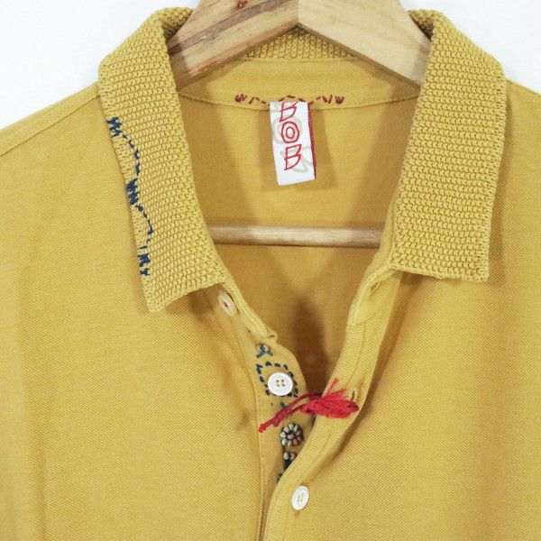 60%OFF 新品 ボブ BOB ポロシャツ XL HCS734 LLサイズ 山吹色 メンズ カットソー コットン100% 綿 ニット襟 半袖 イタリア製 春夏 074733006