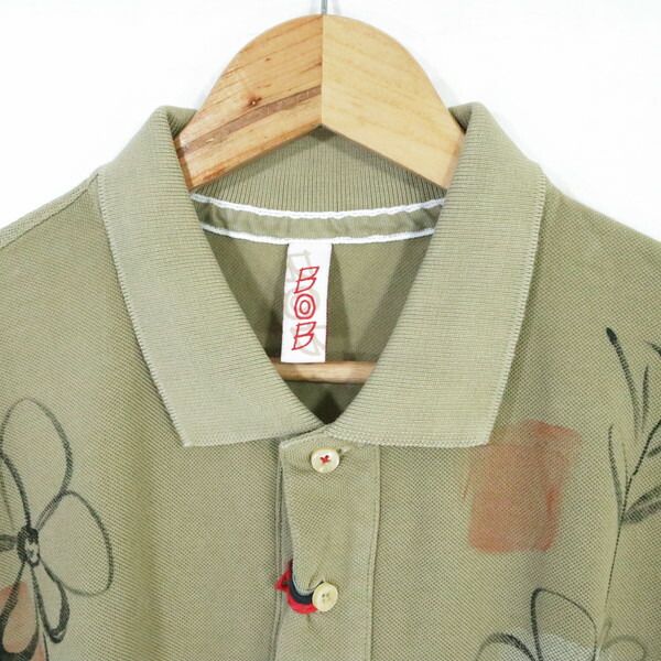 60%OFF 新品 ボブ BOB ポロシャツ 2L HCS736 3Lサイズ ベージュ メンズ カットソー コットン100% 綿 プリント柄 半袖 イタリア製 春夏 074733001