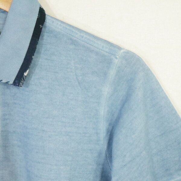 60%OFF 新品 ボブ BOB ポロシャツ S HCS737 Sサイズ ライトブルー メンズ カットソー コットン100% 綿 刺繍 切替デザイン 半袖 イタリア製 春夏 074733013