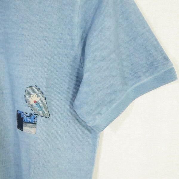 60%OFF 新品 ボブ BOB ポロシャツ S HCS737 Sサイズ ライトブルー メンズ カットソー コットン100% 綿 刺繍 切替デザイン 半袖 イタリア製 春夏 074733013