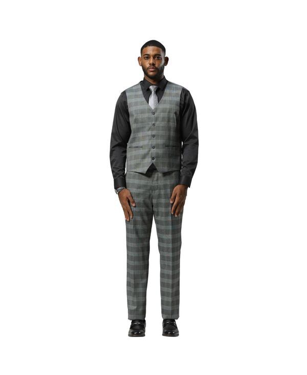 ステイシーアダムス メンズ アウター ジャケット・ブルゾン パンツ トール ベスト ジャケット Stacy Adams Big Tall Glen Plaid 3Piece Jacket With S