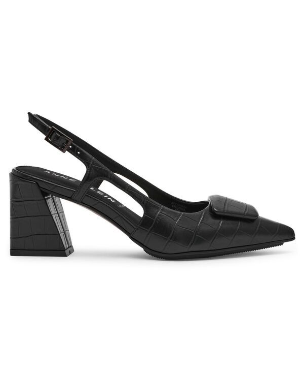 アンクライン レディース シューズ サンダル ヒール Anne Klein Womens Renetta Slingback Block Heel Pumps Black Croco ブラック