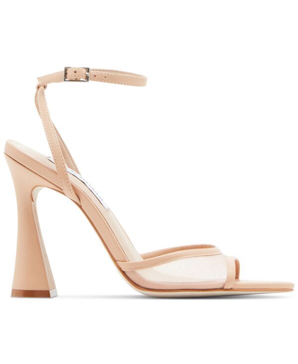 スティーブ マデン レディース シューズ サンダル ヒール Steve Madden Womens Beki TwoPiece FlareHeel Sandals Natural Mesh