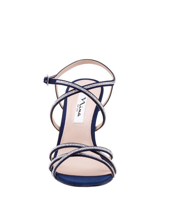 ニナ レディース シューズ サンダル Nina Womens Anna Embellished Evening Sandals Navy Satin ネイビー