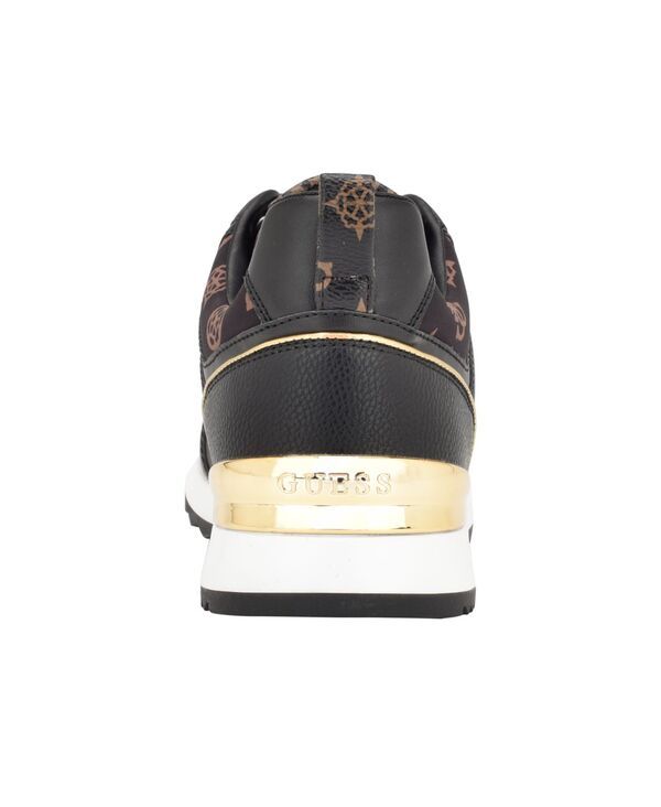 ゲス レディース シューズ スニーカー レース ロゴ GUESS Kadlin Logo Detailed Retro LaceUp Sneakers Black Logo Multi ブラック