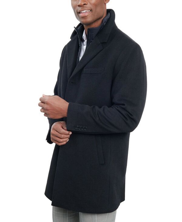 ロンドンフォグ メンズ アウター ジャケット・ブルゾン ベスト ウール コート London Fog Mens WoolBlend Overcoat Attached Vest Black ブラック