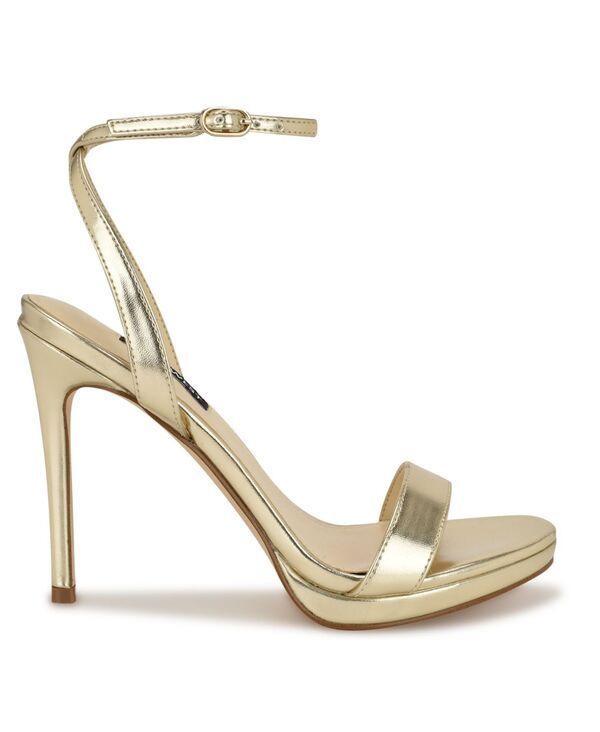 ナインウェスト レディース シューズ サンダル アンクル Nine West Womens Loolankle Strap High Stiletto Sandals Gold Metallic ゴー