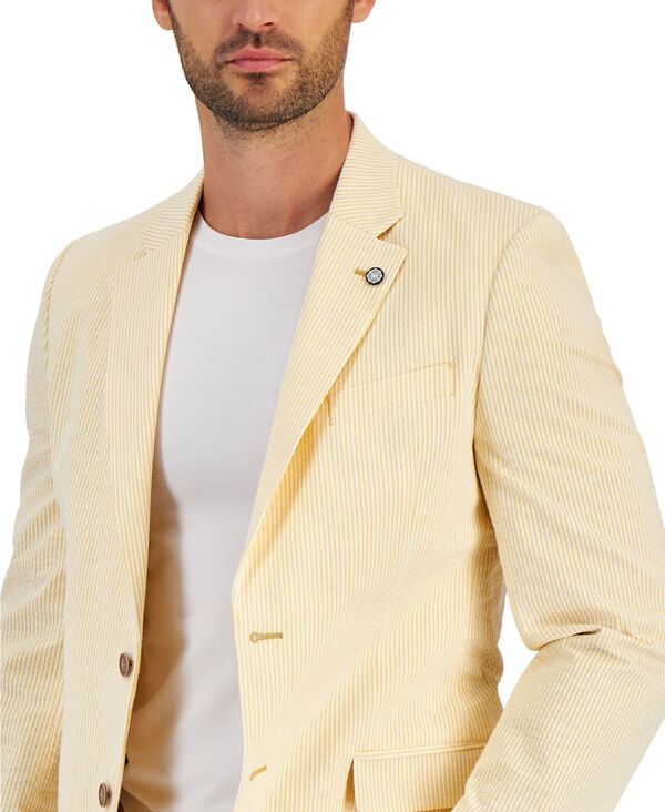 ナウティカ メンズ アウター ジャケット・ブルゾン コート Nautica Mens ModernFit Seersucker Sport Coats Yellow イエロー ナウティカ メンズ アウター ジャケット・ブルゾン コート Nautica Mens ModernFit Seersucker Sport Coats Yellow イエロー