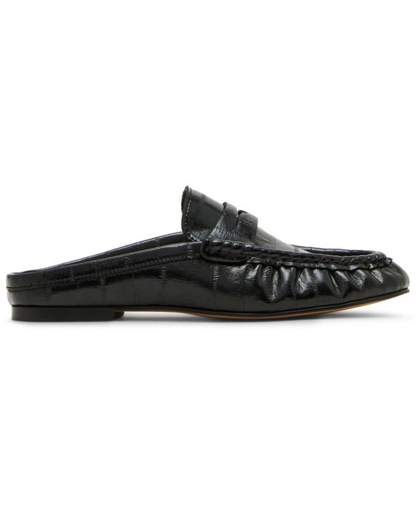 スティーブ マデン レディース シューズ パンプス ローファー Steve Madden Womens Rafe Tailored SlipOn Loafer Mules Black Shiny ブラ