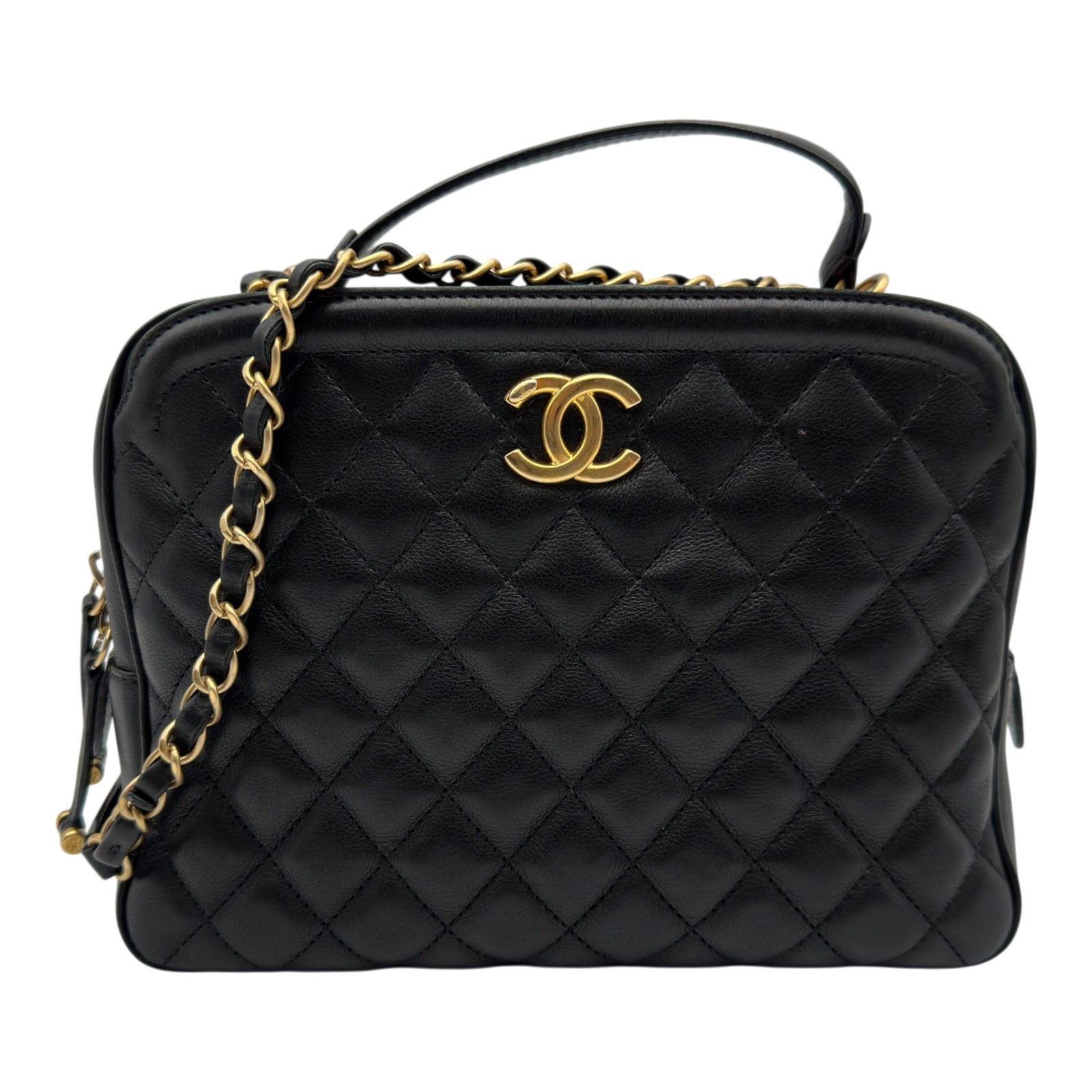 シャネル CHANEL マトラッセ2WAYバニティケース A57906 26番台 ブラック ゴールド金具 ラムスキン レディース ショルダーバッグ