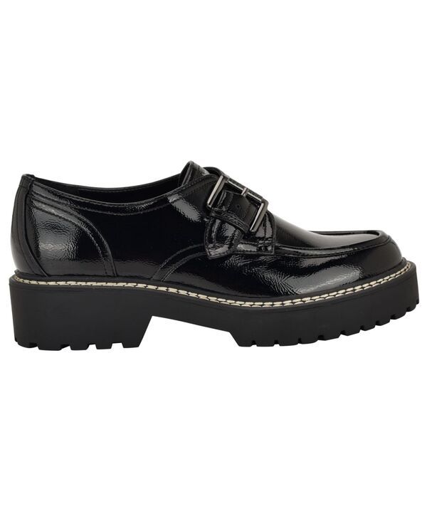 カルバンクライン レディース シューズ パンプス ローファー Calvin Klein Womensaundee Buckle Lug Sole Loafers Black Patent ブラック