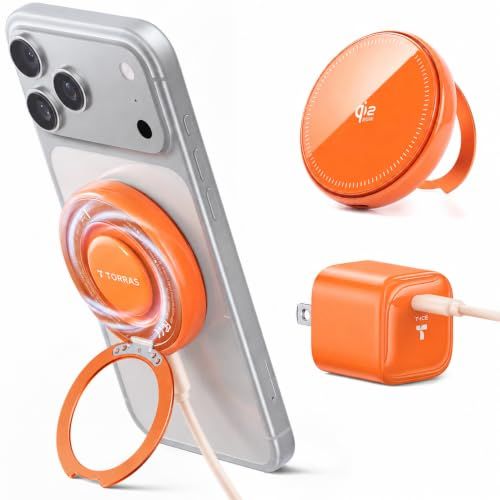 TORRAS Ostand AirCircle ワイヤレス充電器【Qi2.2認証25W×スマホ熱対策】空冷式 置くだけ急速充電器 高回転ファン 放熱重視 Magsafe充電器 スマホ充電スタンド 超薄軽量 1.5m充電ケーブル＆45Wアダプタ同梱 PSE認ｍａ