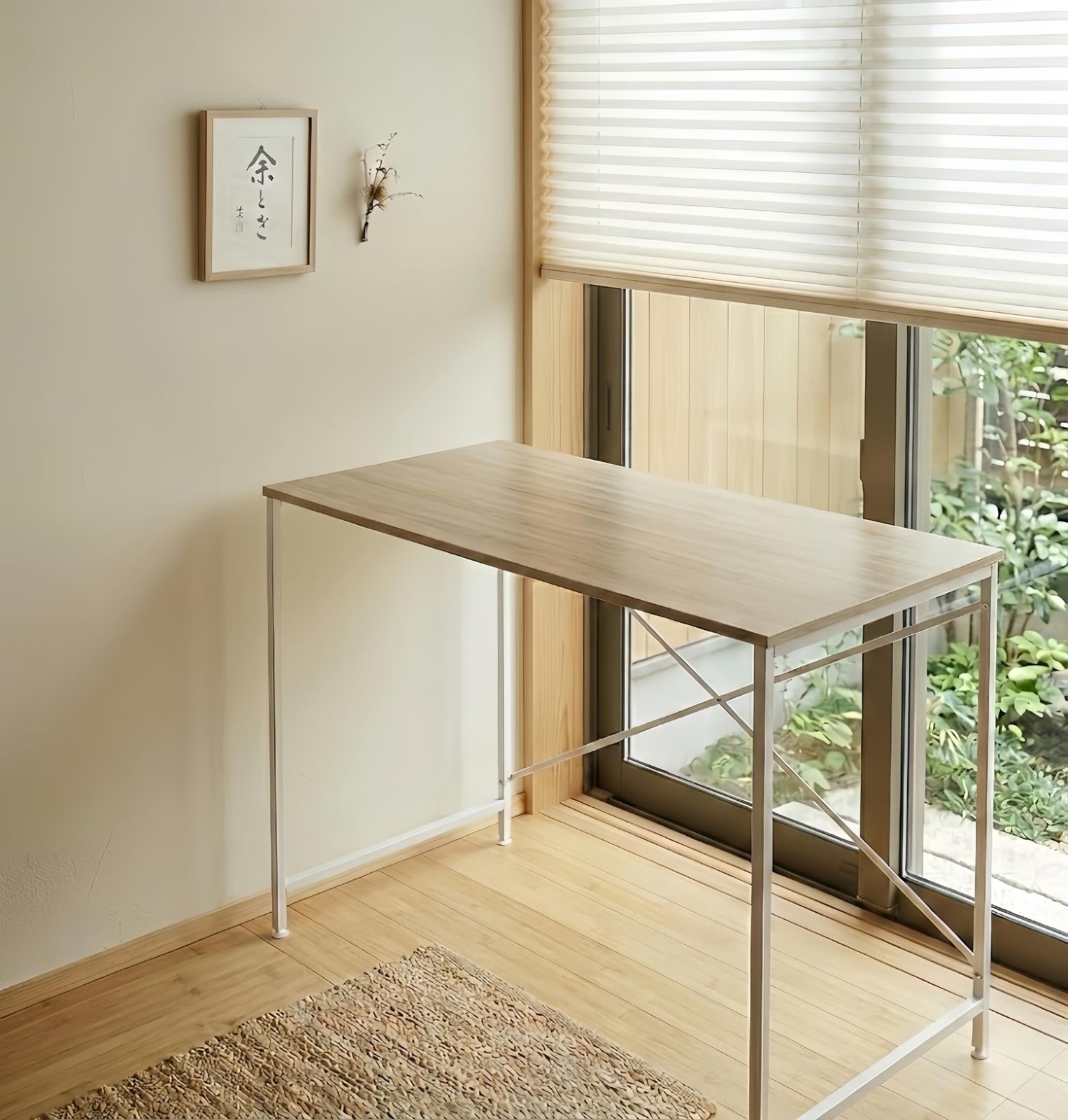 牧小苫 komaitomaパソコンデスク 幅120×奥行60cm シンプルデスク ワークデスク 勉強机 スチール脚 X型補強 省スペース 組立簡単 ナチュラル木目ｍａ