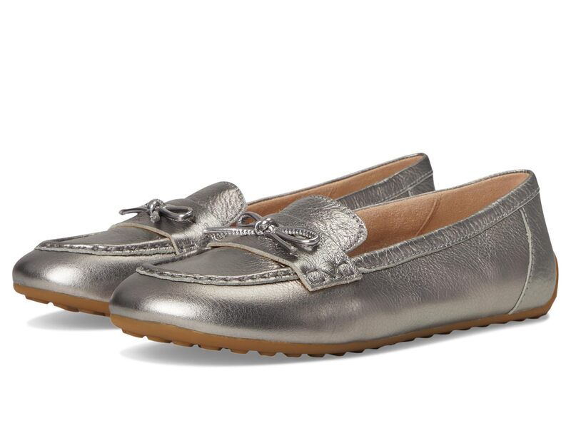 バイオニック レディース シューズ スリッポン・ローファー VIONIC Taryn Driver Shoes Pewter Leather ピューター