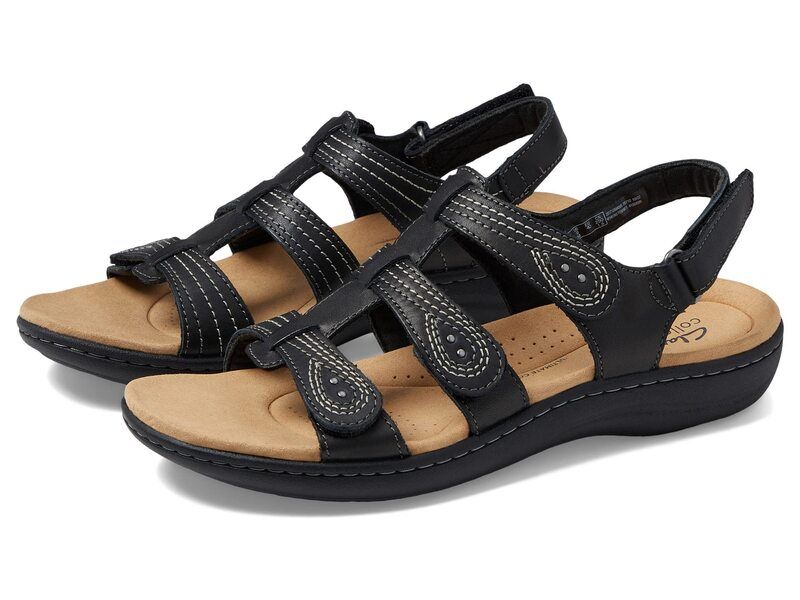 クラークス レディース シューズ サンダル Clarks Laurieann Vine Black Leather ブラック
