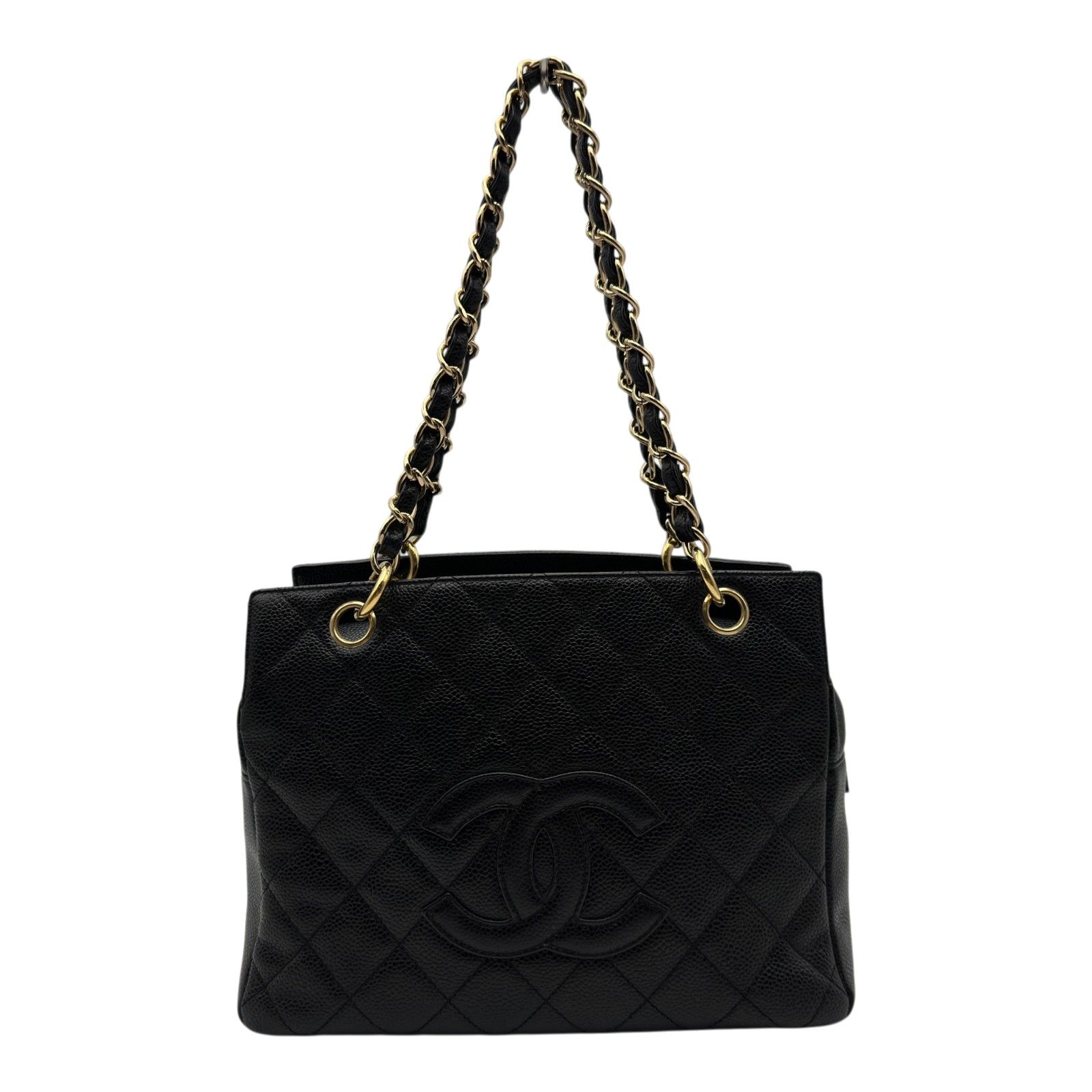 シャネル CHANEL PTTチェーンハンドバッグ A18004 7番台 ブラック ゴールド金具 キャビアスキン レディース ハンドバッグ