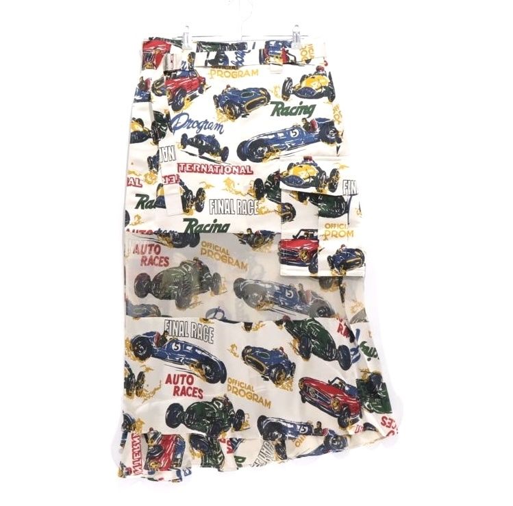 【中古A】レディース 1 サカイ sacai 25ss スカート カーレース トロピカル プリント ホワイト マルチ Car Race Tropical Print Skirt