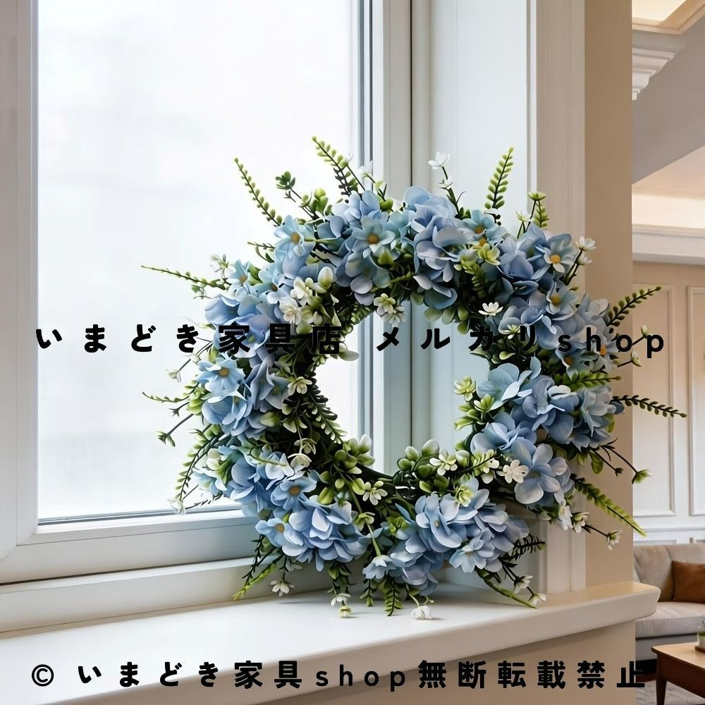 フラワーリース ブルー ハイビスカス 造花リース 人工フラワーリース 玄関リース ドアリース 壁掛けリース ウォールデコ フェイクフラワー リビング 玄関 階段 廊下 ガーデン ベランダ ホームデコ 北欧 ナチュラル ボタニカル サマーリース 結婚式