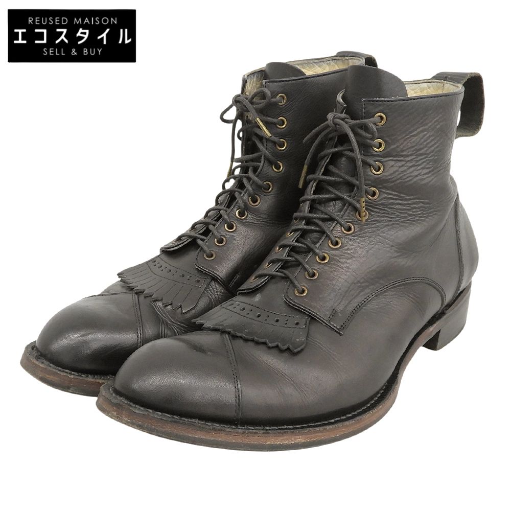 FOOT THE COACHER　フットザコーチャー　フリンジ レースアップブーツ シューズ メンズ 黒 ブラック 8 1/2　8.5
