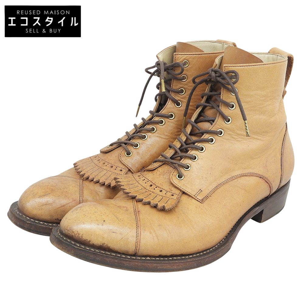 FOOT THE COACHER　フットザコーチャー　フリンジ レースアップブーツ シューズ メンズ キャメル 8　8