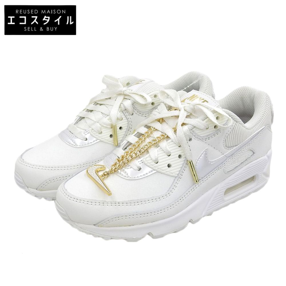 NIKE　ナイキ　新品同様 ウィメンズ エア マックス 90 Swoosh Chain レディース サミットホワイト/ダークビートルート 23cm DC1161-100　23