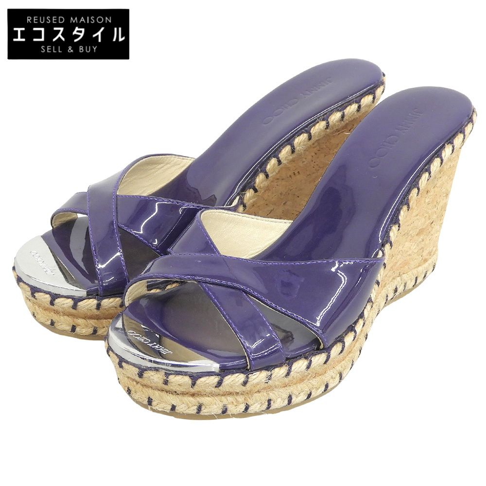 JIMMY CHOO　ジミーチュウ　パテント ウェッジソールサンダル シューズ レディース パフュームパープル 36　36