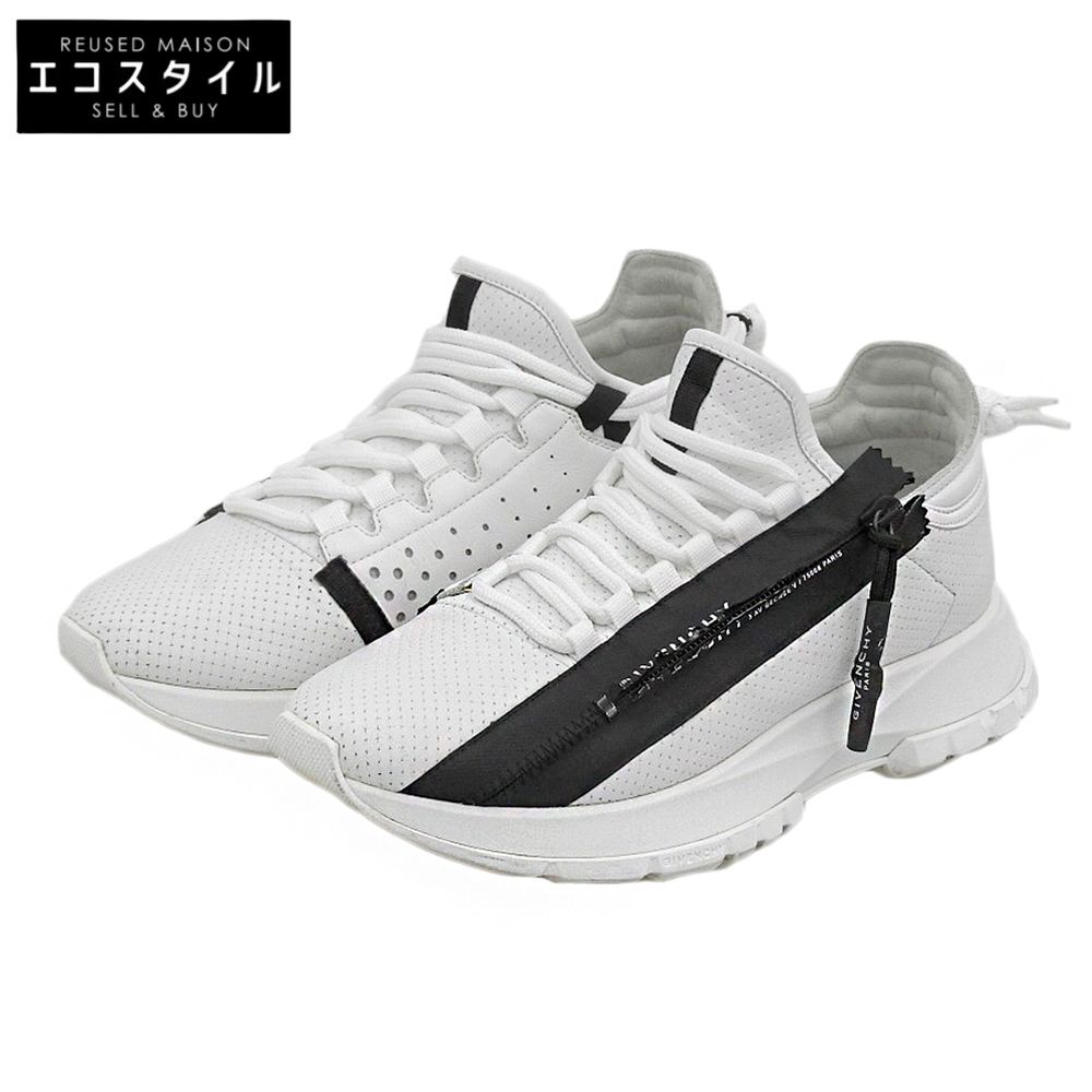 GIVENCHY　ジバンシー　SPECTRE LOW スペクトルロー カーフレザー ランナージップ ローカット スニーカー メンズ 白×黒 24.0cm BE0019E0SV　37.5