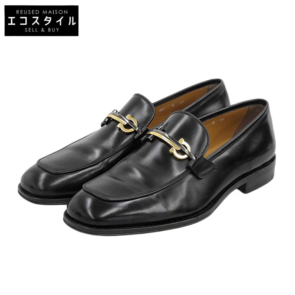 Salvatore Ferragamo　サルヴァトーレフェラガモ　ガンチーニ ローファー ゴールド×ブラックコンビ金具 シューズ メンズ ブラック 8　8