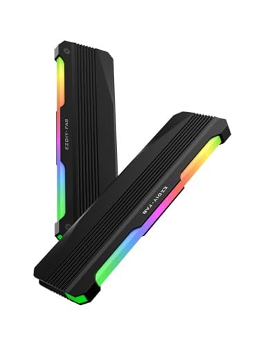 EZDIY-FAB RH01 メモリヒートシンク DDR5 DDR4 対応 ARGB 5V 3ピン RAM 冷却 アルミニウム製 放熱・物理保護 拡張可能なモジュラー設計 RH02対応 ゲーミングPC 2本1セット - ブラックe e64cf602