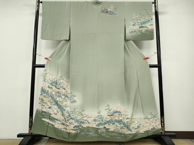 平和屋着物●訪問着　風景草花文　暈し染め　金彩　正絹　逸品　CABH9657ut