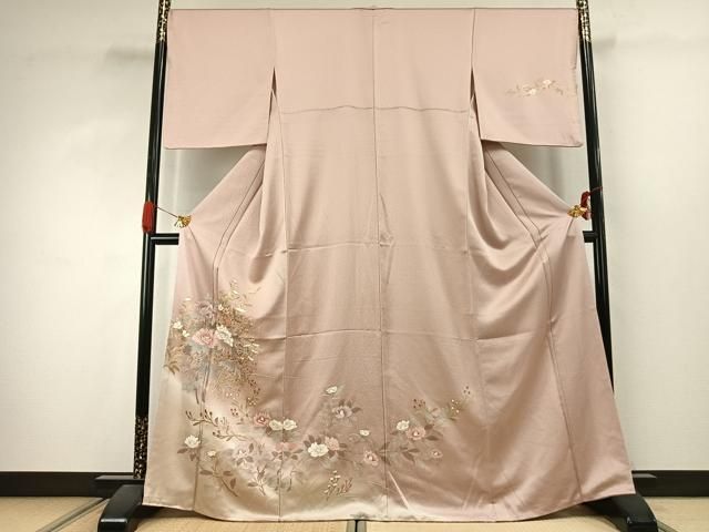 平和屋着物●訪問着　枝花文　暈し染め　金彩　正絹　逸品　AABJ4239fy