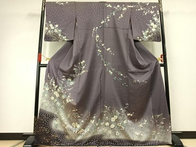 平和屋着物●訪問着　草花文　暈し染め　金彩　正絹　逸品　AABJ4242fy