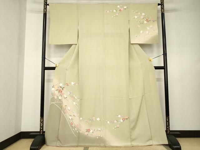 平和屋着物●訪問着　友禅　枝花文　暈し染め　正絹　逸品　AABJ5797ck