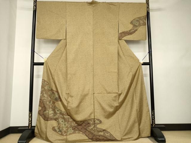 平和屋着物●本場大島紬　染大島　訪問着　辻が花　流水花文　ロング丈　正絹　逸品　AABJ6521ck