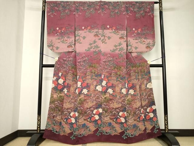 平和屋着物●訪問着　御所車風景花文　正絹　逸品　AABJ6543ck 28,080円