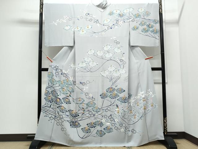 平和屋着物●京加賀友禅　松本健一　訪問着　型染め　飛鳥枝花文　正絹　逸品　CABI1293th