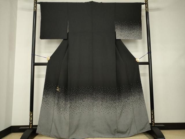 平和屋着物●訪問着　花蝶文　黒地　金彩　正絹　逸品　未使用　AABJ6729ck