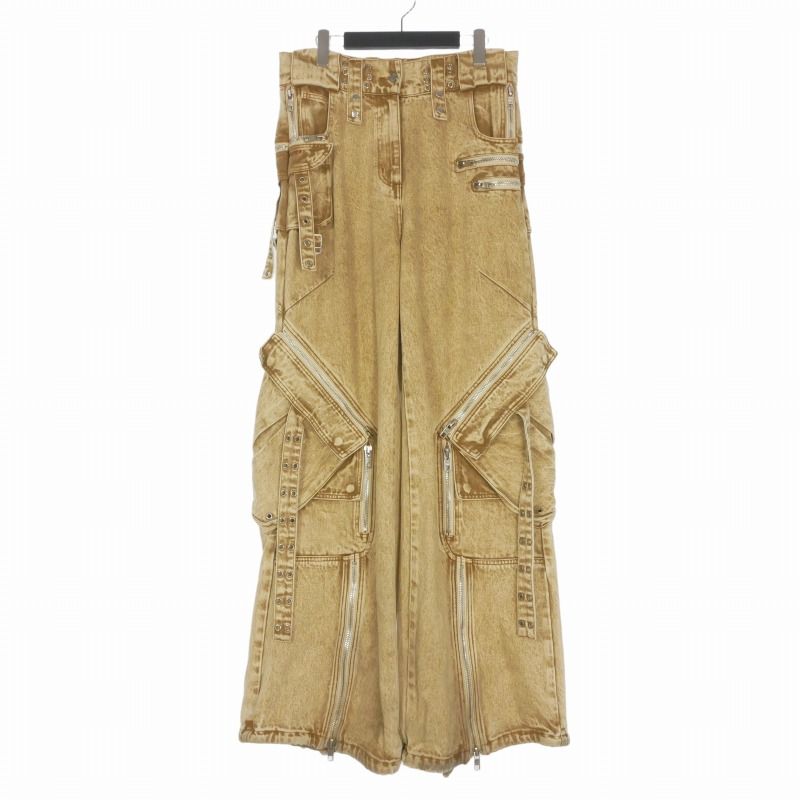 ノーフェイスストゥディオス NO/FAITH STUDIOS Used Denim Cargo Pants フレア カーゴデニムパンツ ジーンズ M ベージュ