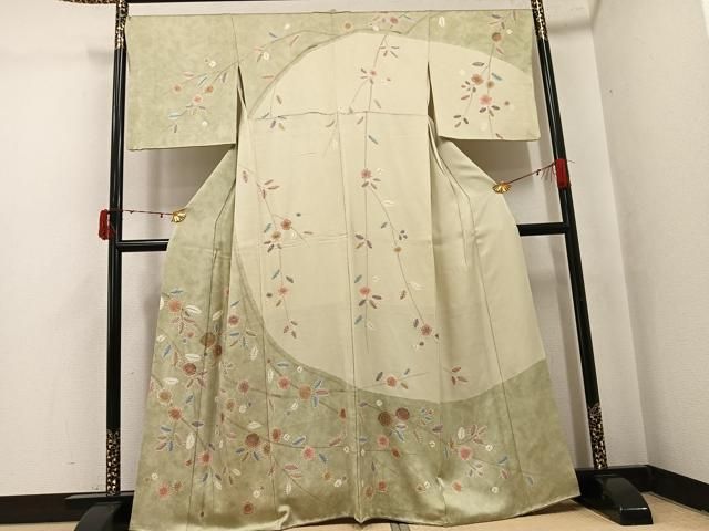 平和屋着物●訪問着　絞り　枝梅　金彩　正絹　逸品　AABJ6353ph
