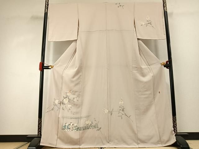 平和屋着物●訪問着　友禅　作家物　人物枝花文　正絹　逸品　未使用　AABJ4330fy